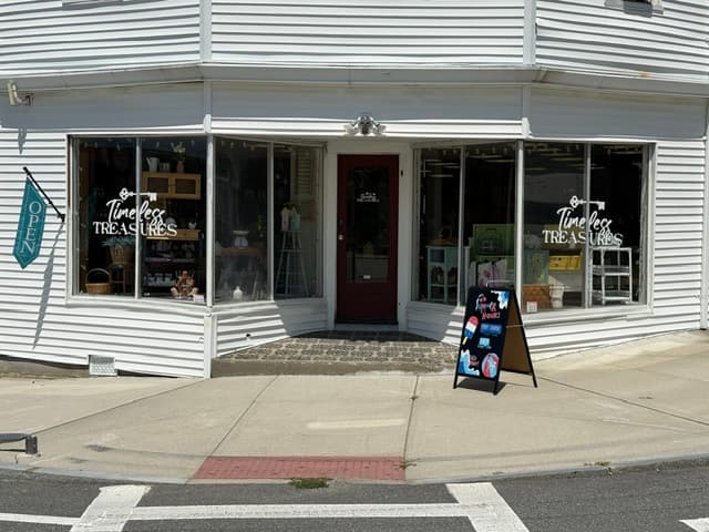 Timeless Treasures storefront on Center Street in Middleboro